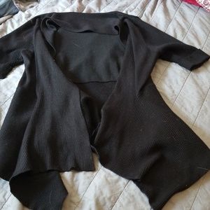 Black Cardigan Drape Front, ¼ sleeve, Medium